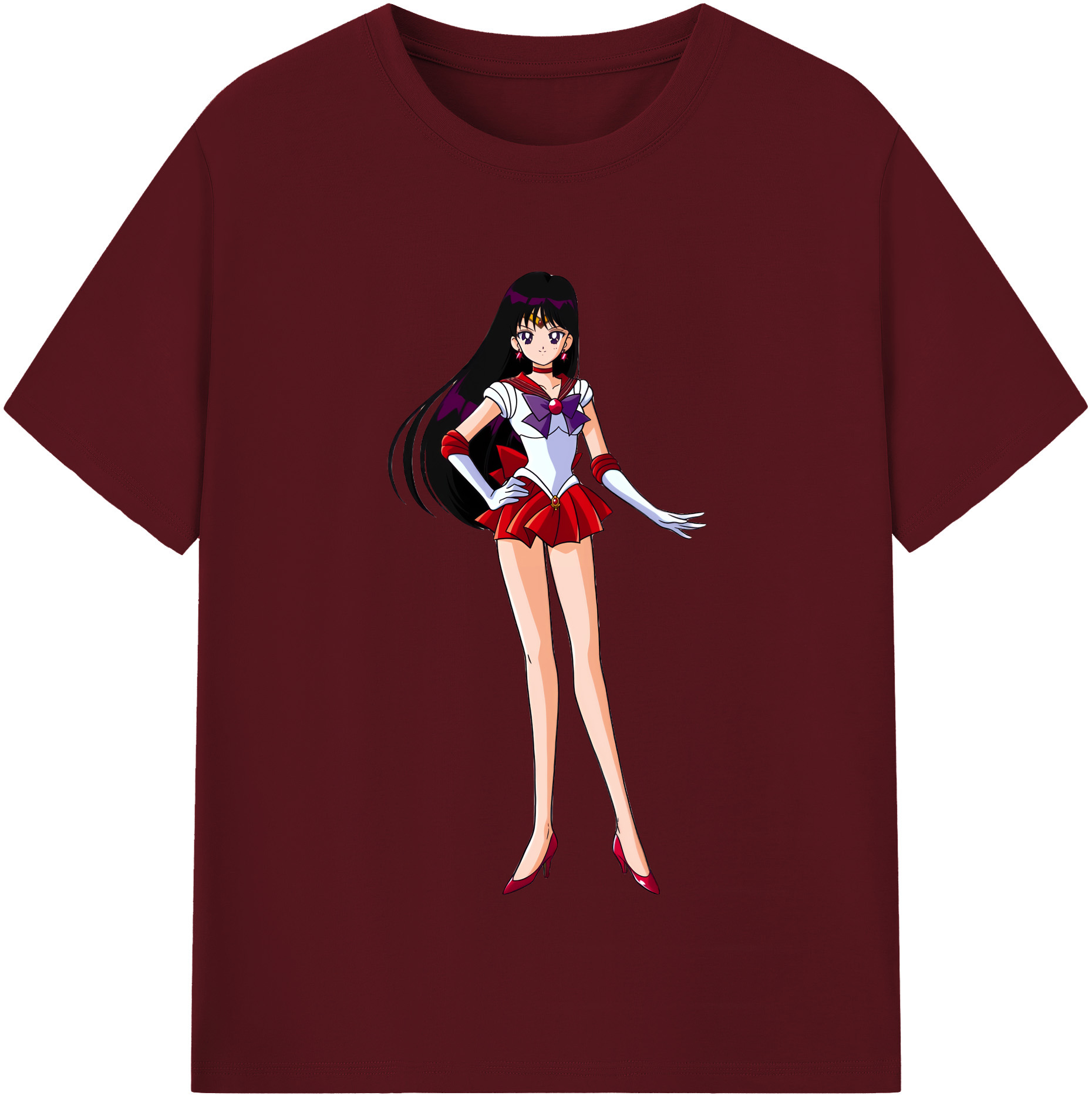 （画像用） 美少女戦士セーラームーン 火野レイ ひの レイ Sailor Moon Hino Rei （セーラーマーズ,Sailor Mars） 綿100％半袖Tシャツ（フロントプリント）